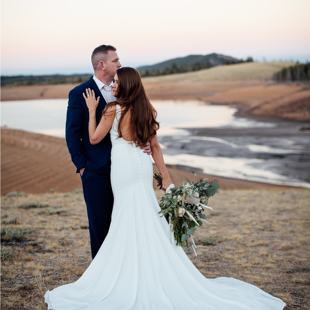 Allure Elegant Ivory Crepe Wedding Dress